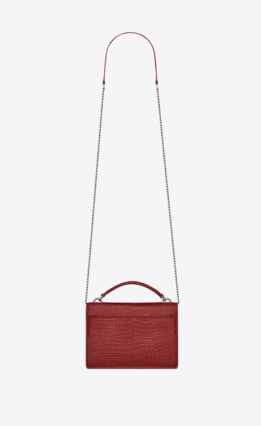 SUNSET chain wallet in shiny crocodile-embossed leather